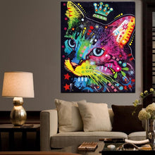 Laden Sie das Bild in den Galerie-Viewer, &#39;Queen Kitty&#39; Pop Art Cat Canvas Oil Print-Furbaby Friends Gifts