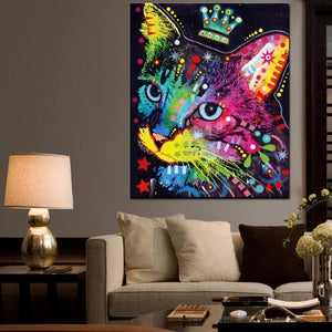 'Queen Kitty' Pop Art Cat Canvas Oil Print-Furbaby Friends Gifts