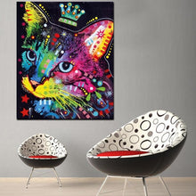 Cargar imagen en el visor de la galería, &#39;Queen Kitty&#39; Pop Art Cat Canvas Oil Print-Furbaby Friends Gifts