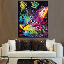 Laden Sie das Bild in den Galerie-Viewer, &#39;Queen Kitty&#39; Pop Art Cat Canvas Oil Print-Furbaby Friends Gifts