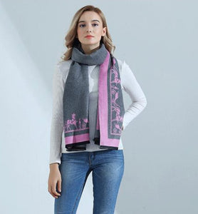 Reversible Cashmere Equestrian Pashmina-Furbaby Friends Gifts