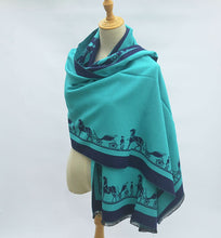 Load image into Gallery viewer, Reversible Cashmere Equestrian Pashmina-Furbaby Friends Gifts