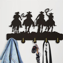 Cargar imagen en el visor de la galería, &#39;Roping Cowboys&#39; Wooden Coat Rack-Furbaby Friends Gifts
