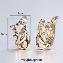 Load image into Gallery viewer, Rose Gold &amp; Cubic Zirconia Cat Earrings-Furbaby Friends Gifts