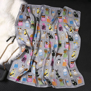Silky Satin Cat Print Scarves-Furbaby Friends Gifts