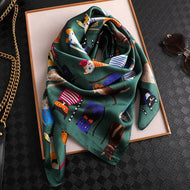 Silky Satin Cat Print Scarves-Furbaby Friends Gifts