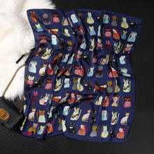 Carregar imagem no visualizador da galeria, Silky Satin Cat Print Scarves-Furbaby Friends Gifts