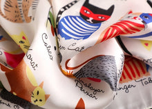 Laden Sie das Bild in den Galerie-Viewer, Silky Satin Cat Print Scarves-Furbaby Friends Gifts