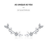 Charger l&#39;image dans la galerie, Silver Cat &amp; Butterflies Earrings-Furbaby Friends Gifts