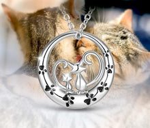 Laden Sie das Bild in den Galerie-Viewer, Silver Cat &amp; Kitten Pendant Necklace-Furbaby Friends Gifts