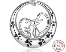 Carregar imagem no visualizador da galeria, Silver Cat &amp; Kitten Pendant Necklace-Furbaby Friends Gifts