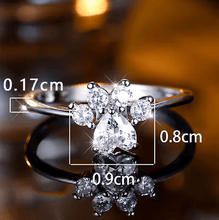 Load image into Gallery viewer, Silver &amp; Crystal Paw Shaped Rings-Furbaby Friends Gifts