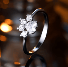 Load image into Gallery viewer, Silver &amp; Crystal Paw Shaped Rings-Furbaby Friends Gifts