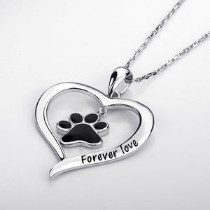 Silver 'Forever Love' Heart Pendant Necklace-Furbaby Friends Gifts