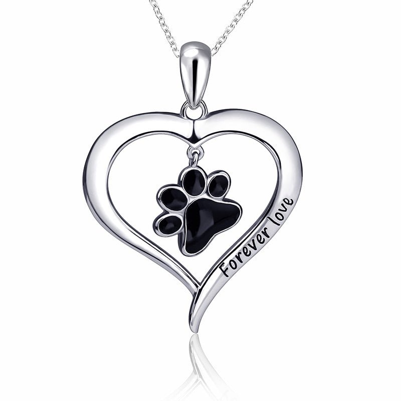 Silver 'Forever Love' Heart Pendant Necklace-Furbaby Friends Gifts