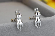 Silver 'Playing Cats' Earrings-Furbaby Friends Gifts