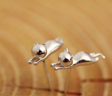 Load image into Gallery viewer, Silver &#39;Playing Cats&#39; Earrings-Furbaby Friends Gifts