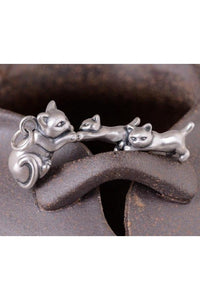 Silver Vintage Cat Family Pendant-Furbaby Friends Gifts