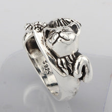 Charger l&#39;image dans la galerie, Sleepy Kitty Platinum Plated Silver Ring-Furbaby Friends Gifts