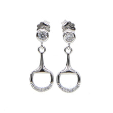 Load image into Gallery viewer, Snaffle-Bit Platinum Crystal Earrings-Furbaby Friends Gifts