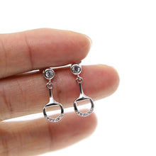 Load image into Gallery viewer, Snaffle-Bit Platinum Crystal Earrings-Furbaby Friends Gifts