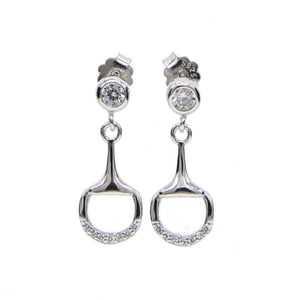Snaffle-Bit Platinum Crystal Earrings-Furbaby Friends Gifts
