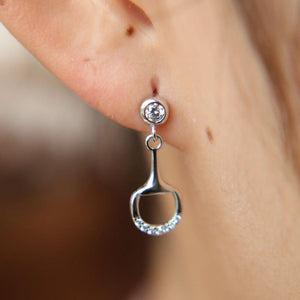 Snaffle-Bit Platinum Crystal Earrings-Furbaby Friends Gifts