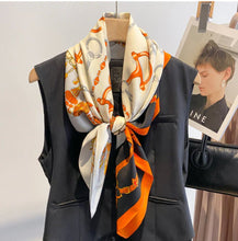 Laden Sie das Bild in den Galerie-Viewer, Snaffle Print Hand Rolled Silk Scarf-Furbaby Friends Gifts