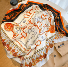 Afbeelding in Gallery-weergave laden, Snaffle Print Hand Rolled Silk Scarf-Furbaby Friends Gifts