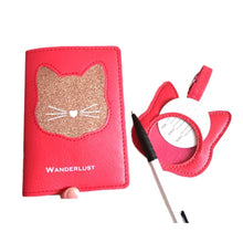 Load image into Gallery viewer, Sparkly Cat Face Luggage Tag &amp; Passport Cover-Furbaby Friends Gifts