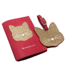 Carica l&#39;immagine nel visualizzatore di Gallery, Sparkly Cat Face Luggage Tag &amp; Passport Cover-Furbaby Friends Gifts