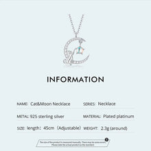 Carregar imagem no visualizador da galeria, Sterling Silver Cat &amp; Moon Pendant Necklace-Furbaby Friends Gifts