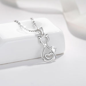 Sterling Silver Cat Pendant and Necklace-Furbaby Friends Gifts