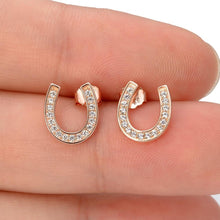 Carica l&#39;immagine nel visualizzatore di Gallery, Sterling Silver Crystal Horseshoe Earrings-Furbaby Friends Gifts