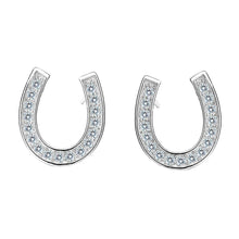 Load image into Gallery viewer, Sterling Silver Crystal Horseshoe Earrings-Furbaby Friends Gifts