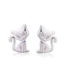 Laden Sie das Bild in den Galerie-Viewer, Sterling Silver Kitty Earrings-Furbaby Friends Gifts