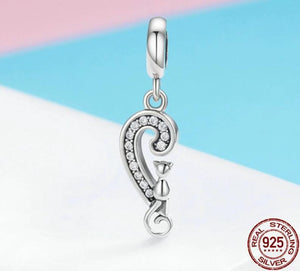 Sterling Silver 'Kitty Heart' Charm/Pendant-Furbaby Friends Gifts