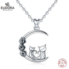 Charger l&#39;image dans la galerie, Sterling Silver &#39;Moon &amp; Back&#39; Cat Pendant Necklace-Furbaby Friends Gifts