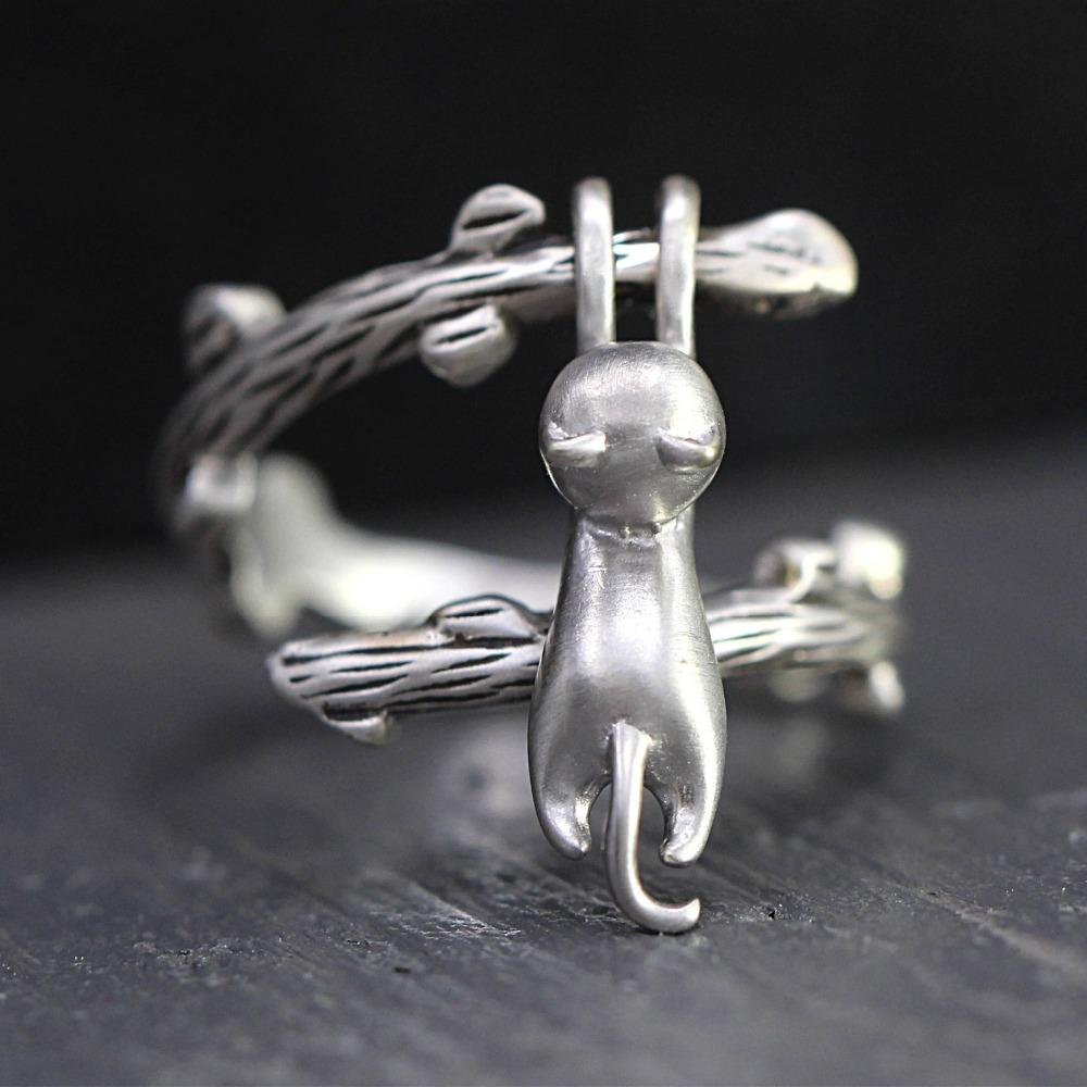 Sterling Silver 'Playing Cat' Ring-Furbaby Friends Gifts