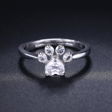 Load image into Gallery viewer, Sterling Silver &amp; Quartz Crystal Paw Ring-Furbaby Friends Gifts
