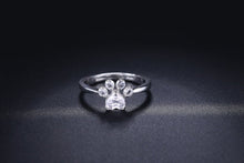 Load image into Gallery viewer, Sterling Silver &amp; Quartz Crystal Paw Ring-Furbaby Friends Gifts