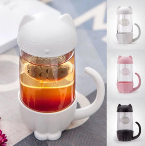 Tea Cup with Built-In Leaf Strainer-Furbaby Friends Gifts