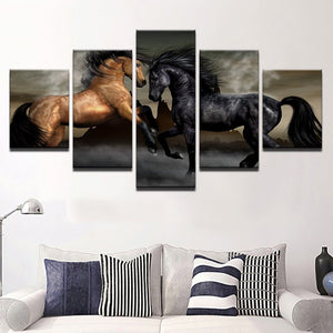 The Stallions, Canvas Oil Print-Furbaby Friends Gifts