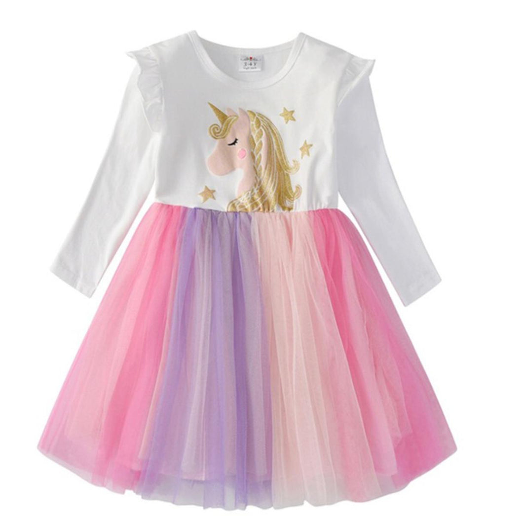 Unicorn Tutu Dress (Ages 3 - 8 Years)-Furbaby Friends Gifts