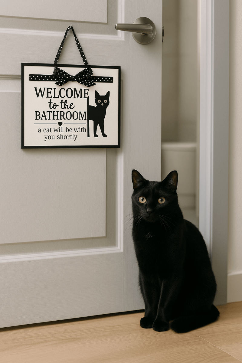 Welcome to the Bathroom Metal Cat Signs-Furbaby Friends Gifts
