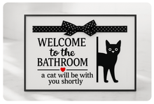 Load image into Gallery viewer, Welcome to the Bathroom Metal Pet Signs-Furbaby Friends Gifts