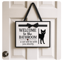 Load image into Gallery viewer, Welcome to the Bathroom Metal Pet Signs-Furbaby Friends Gifts