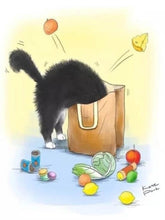 Cargar imagen en el visor de la galería, Where Are They?! Adorable Black Cat Canvas Posters-Furbaby Friends Gifts