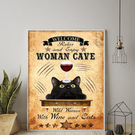'Woman's Cave' Black Cat Canvas Oil Print Poster-Furbaby Friends Gifts