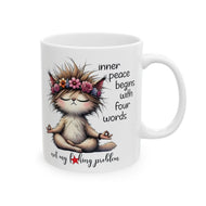 Zen Cat Ceramic Mug, (11oz, 15oz)-Furbaby Friends Gifts